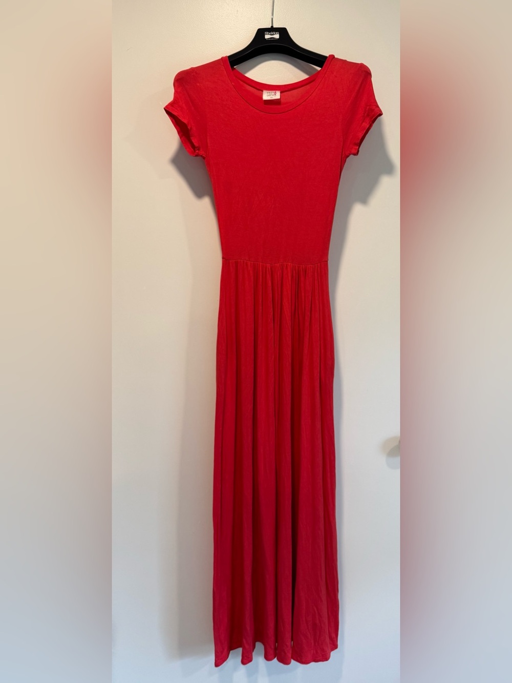 Classic Coral Pink/Red Maxi Dress with Pockets